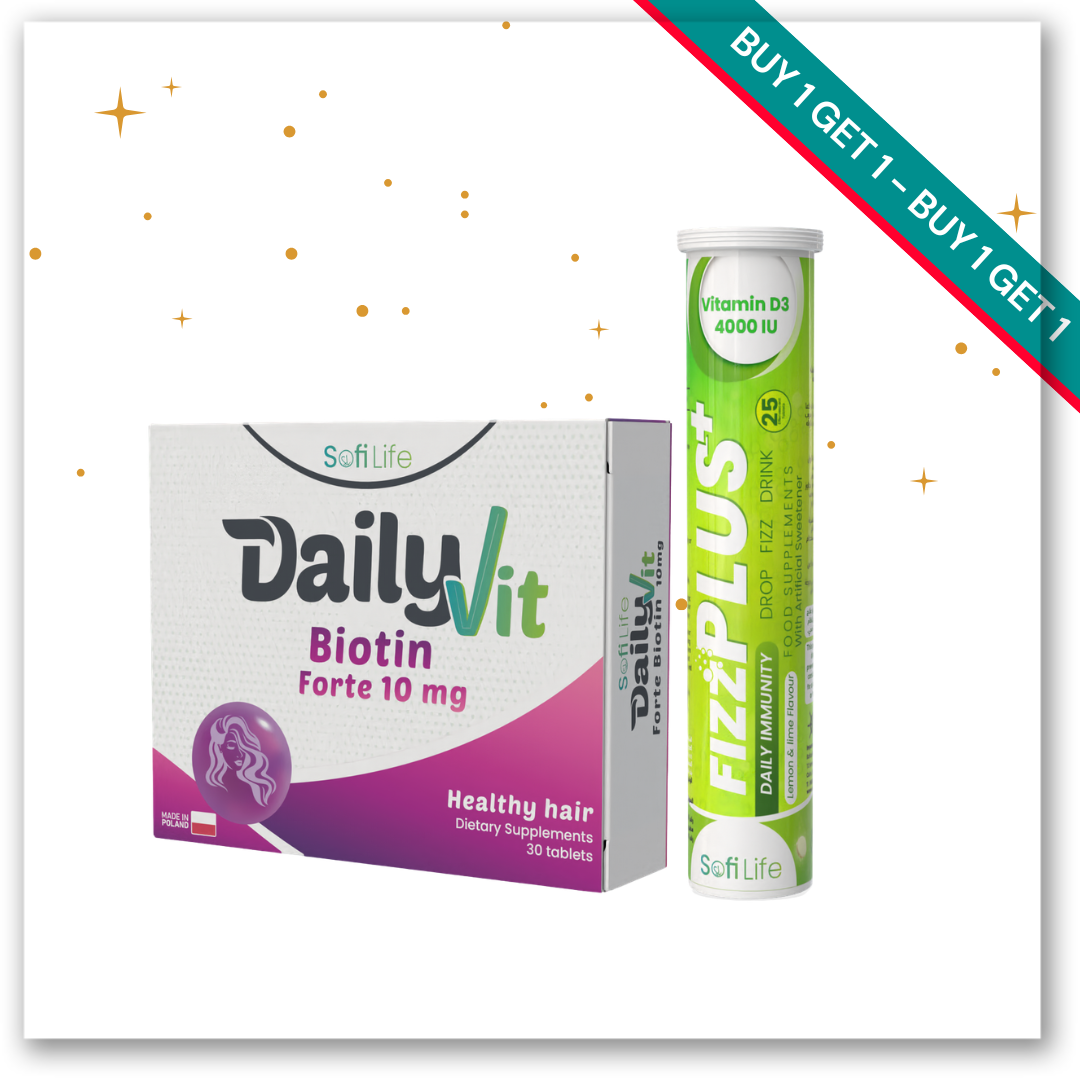 DailyVit Biotin Forte 10 mg + FizzPlus Vitamin D3 4000 IU